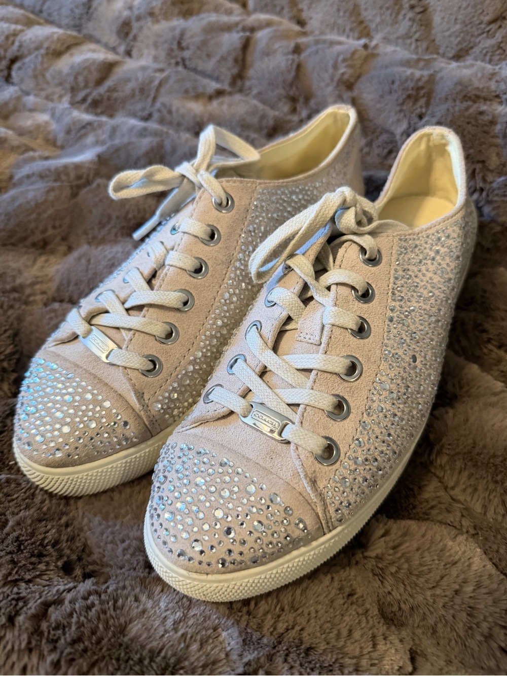 Coach Embellished Lace-Up Sneakers -